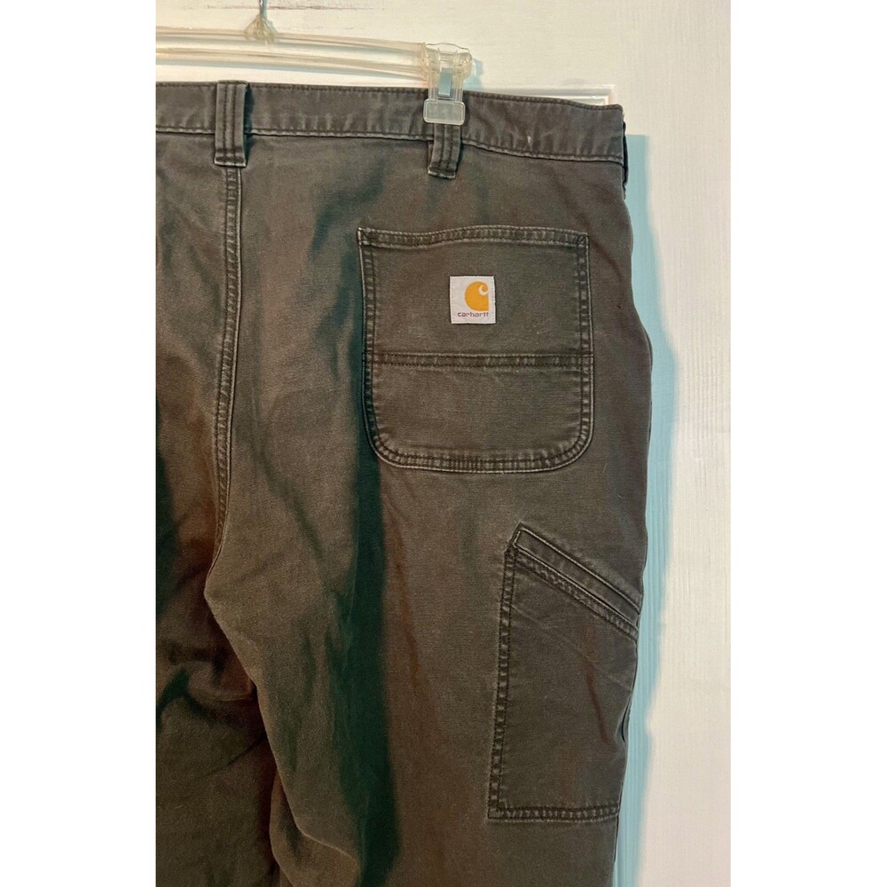 Carhartt Rugged Flex Relaxed Fit Canvas Work Pants 42x32 Peat Gray 102291-306
